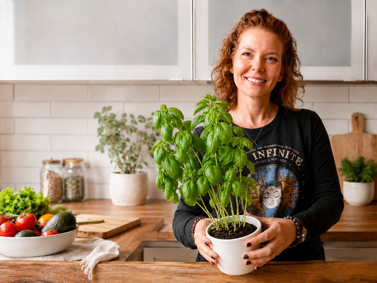 Sophie Ivens, coach nutritionniste spécialisée ménopause, dans sa cuisine